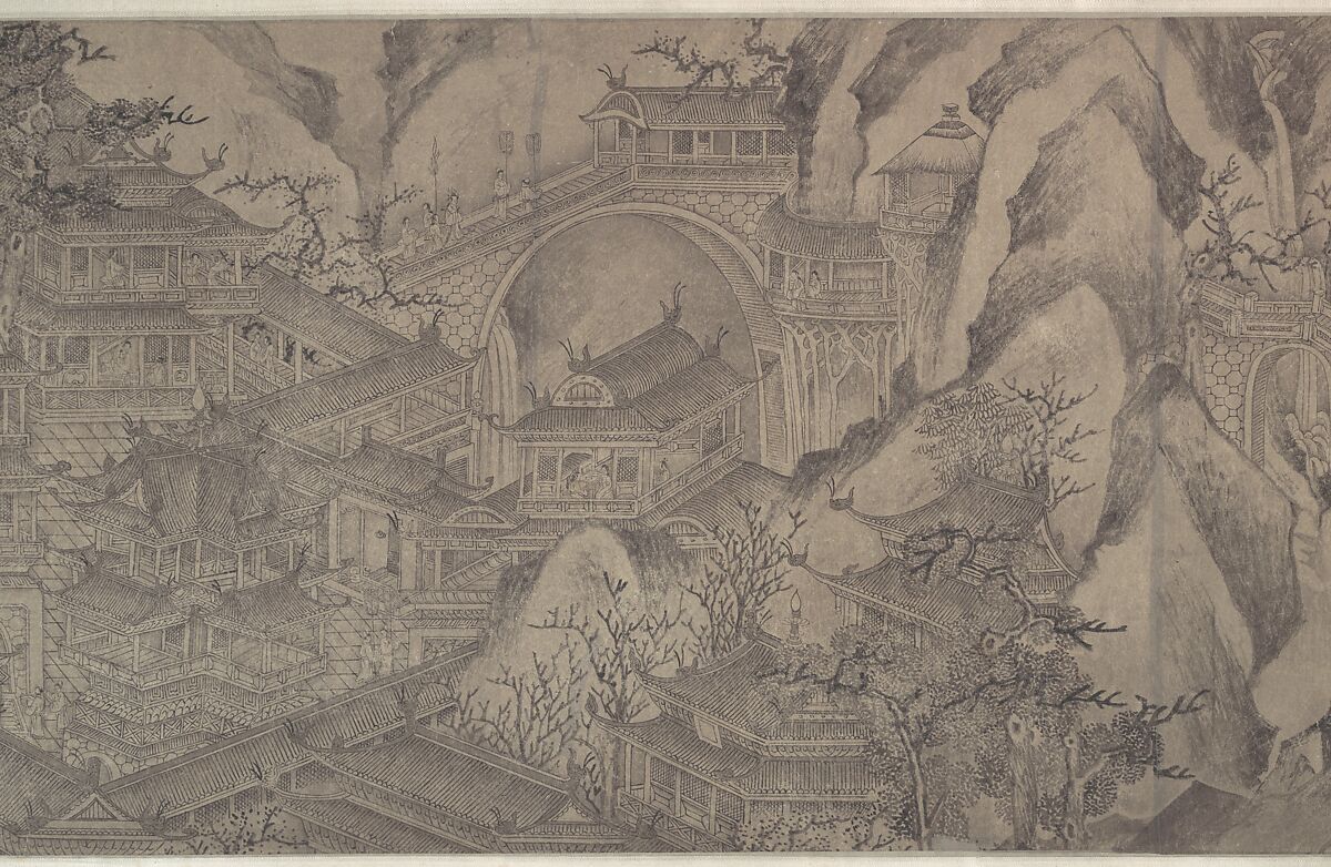 The Daming Palace, Formerly Attributed to Wang Zhenpeng (Chinese, active ca. 1275–1330), Handscroll; ink on paper, China