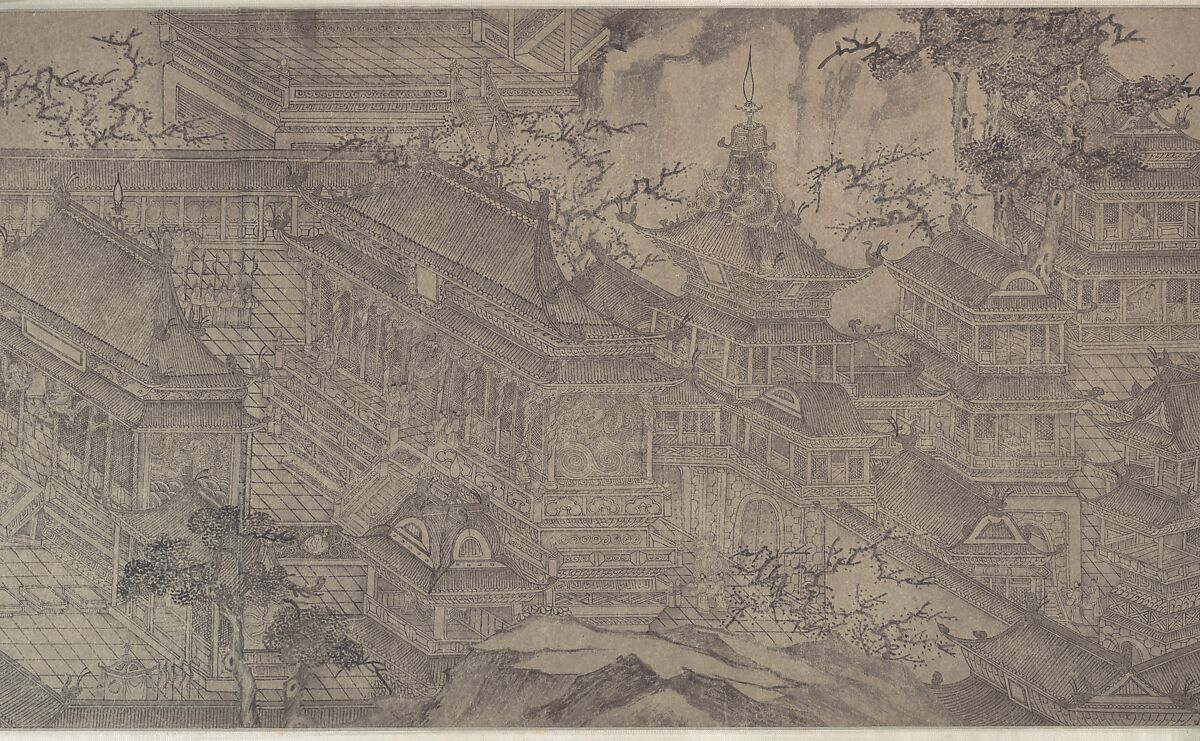 The Daming Palace, Formerly Attributed to Wang Zhenpeng (Chinese, active ca. 1275–1330), Handscroll; ink on paper, China