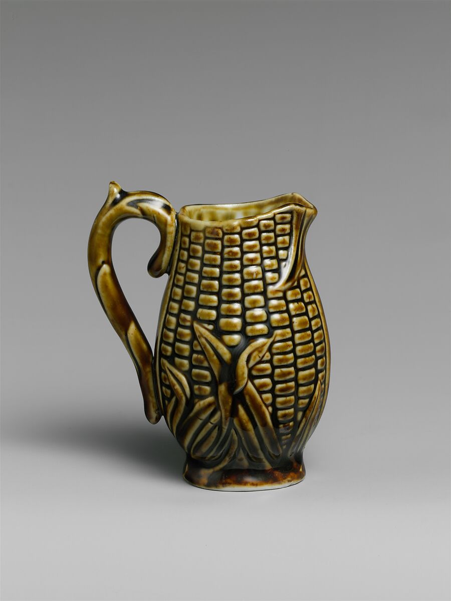 Cream Jug, Mottled brown earthenware, American 