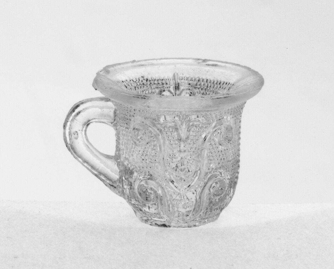 Miniature Cup, Lacy pressed glass, American 