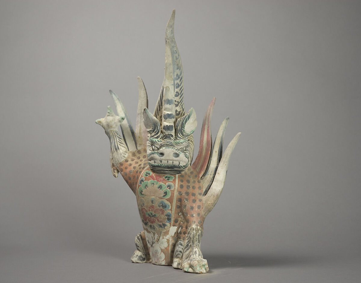 Tomb guardian beast (Zhenmushou), Earthenware with pigment, China