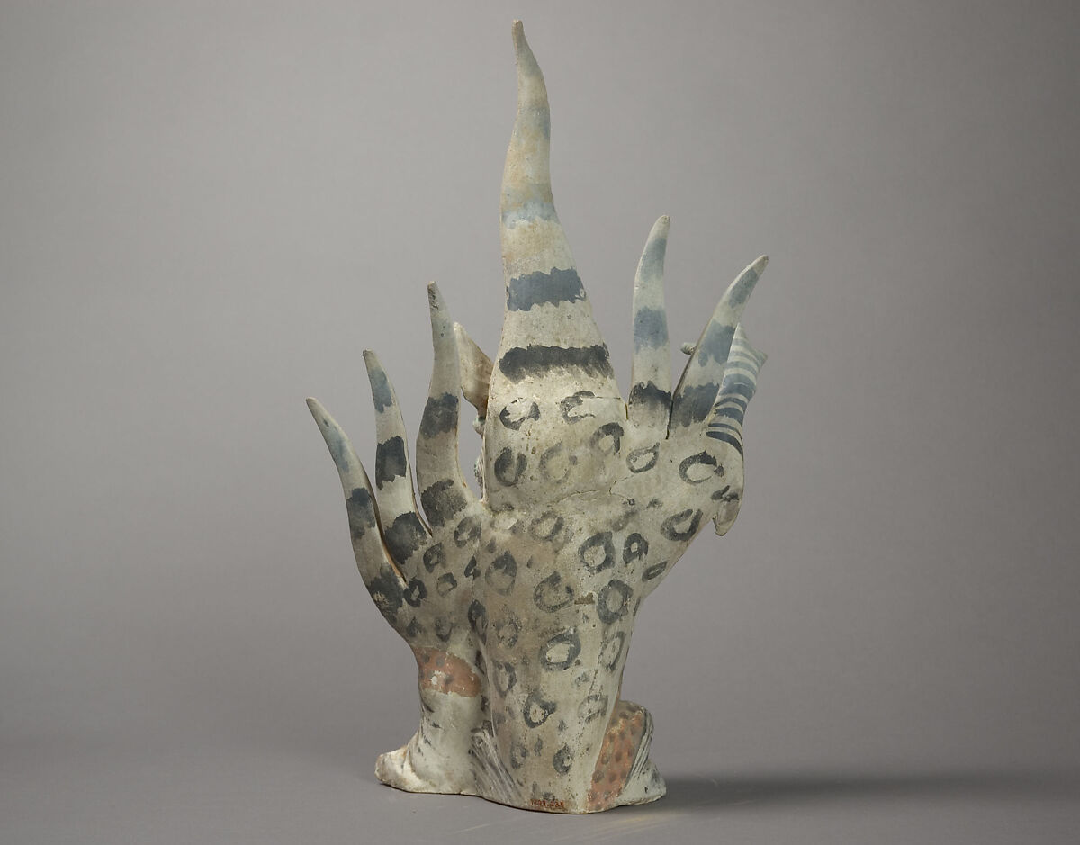 Tomb guardian beast (Zhenmushou), Earthenware with pigment, China