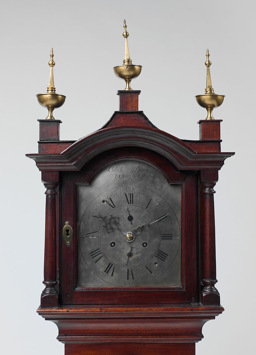 Miniature Tall Clock, Caleb Leach (active ca. 1776–90), Mahogany, oak, maple, white pine, American