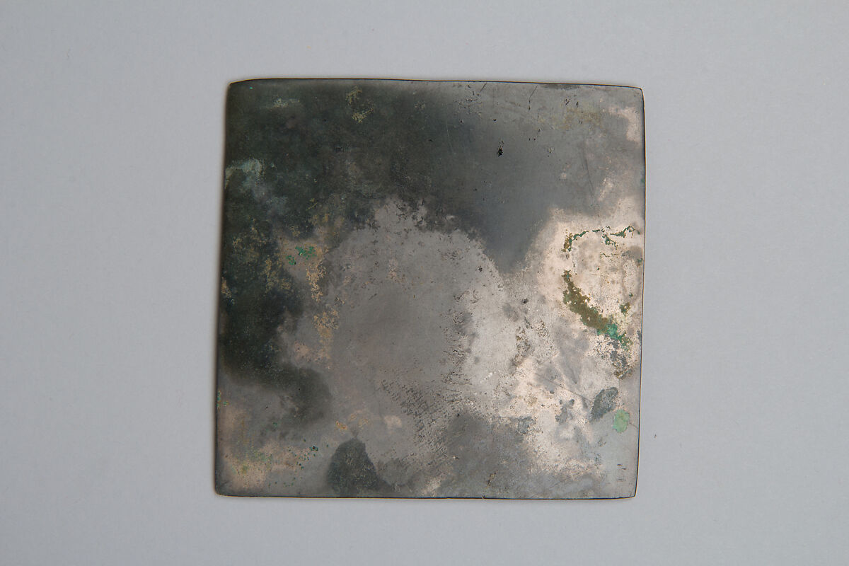 Square mirror decorated with palmette motifs, Bronze, Korea