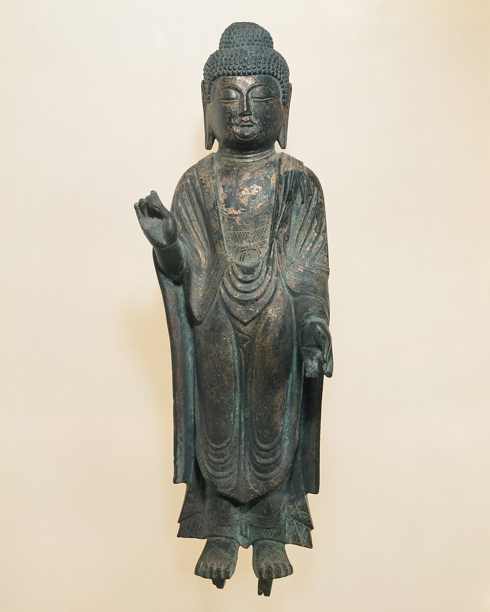 Standing Buddha, Gilt bronze, Korea