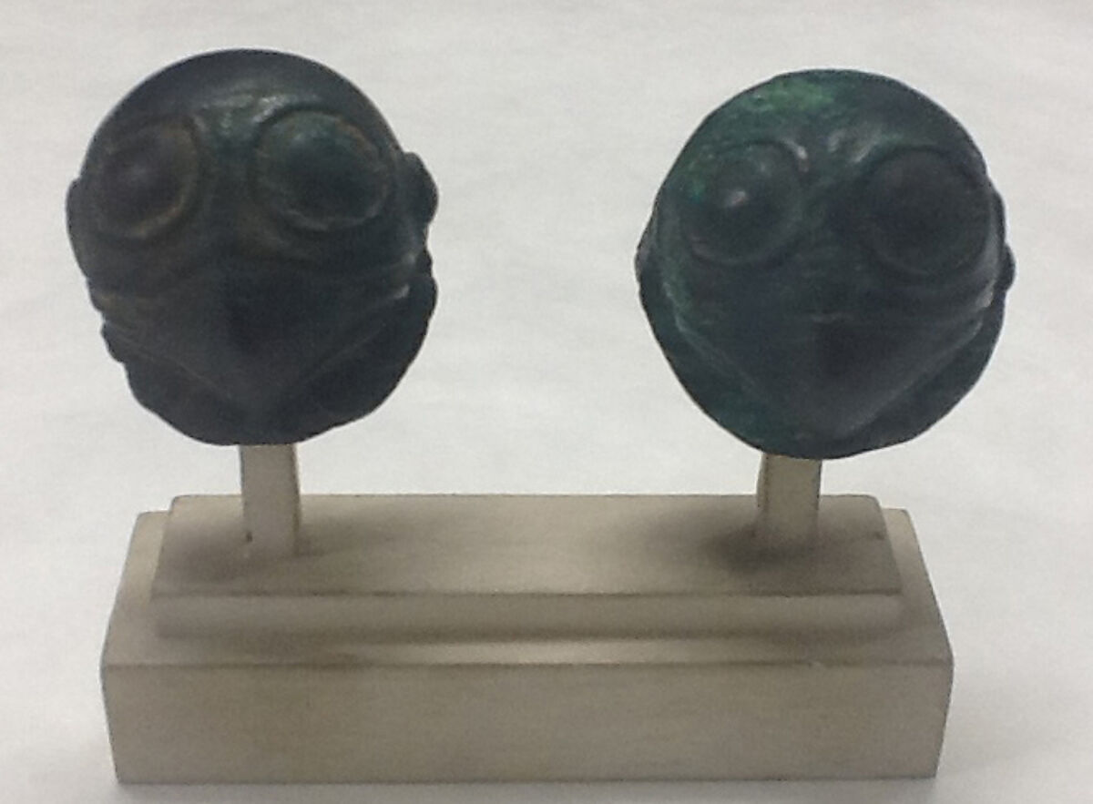 One of a pair of Bird-Head Ornaments, Bronze, China 