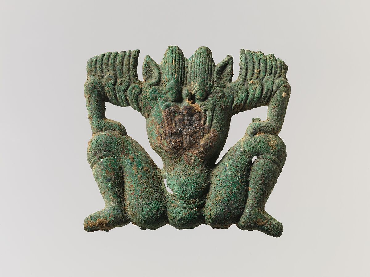 Plaque in the Form of a Demon, Bronze with iron, China 