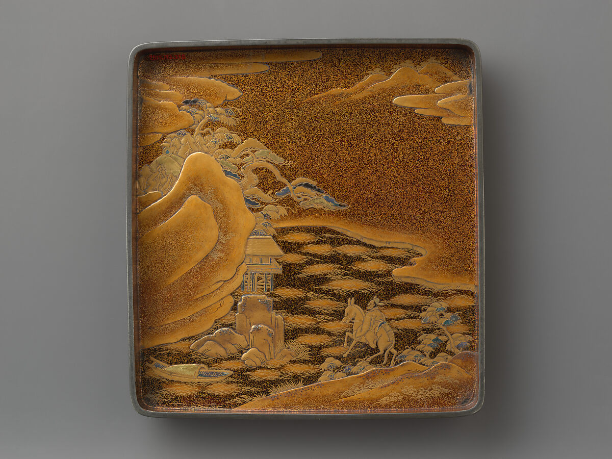 Writing box with decoration of quails and millet, Lacquer, Japan