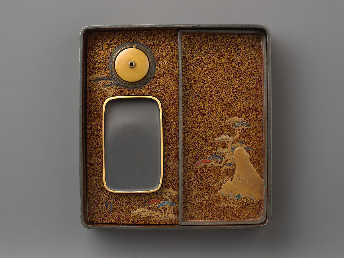Writing box with decoration of quails and millet, Lacquer, Japan