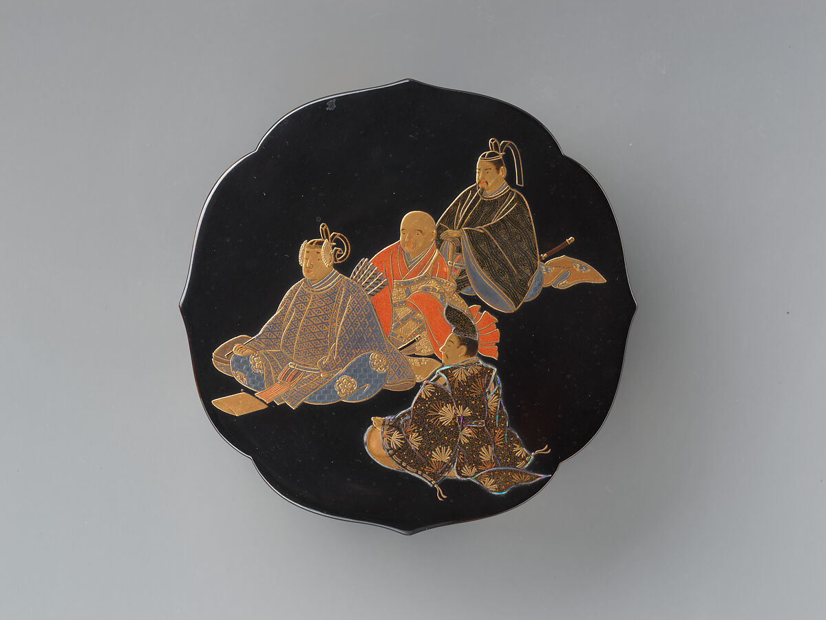 Box depicting Rokkasen (The Six Court Poets), Ganshosai Shunsui (Japanese, 1822–1880), Lacquer with gold hirami, Japan