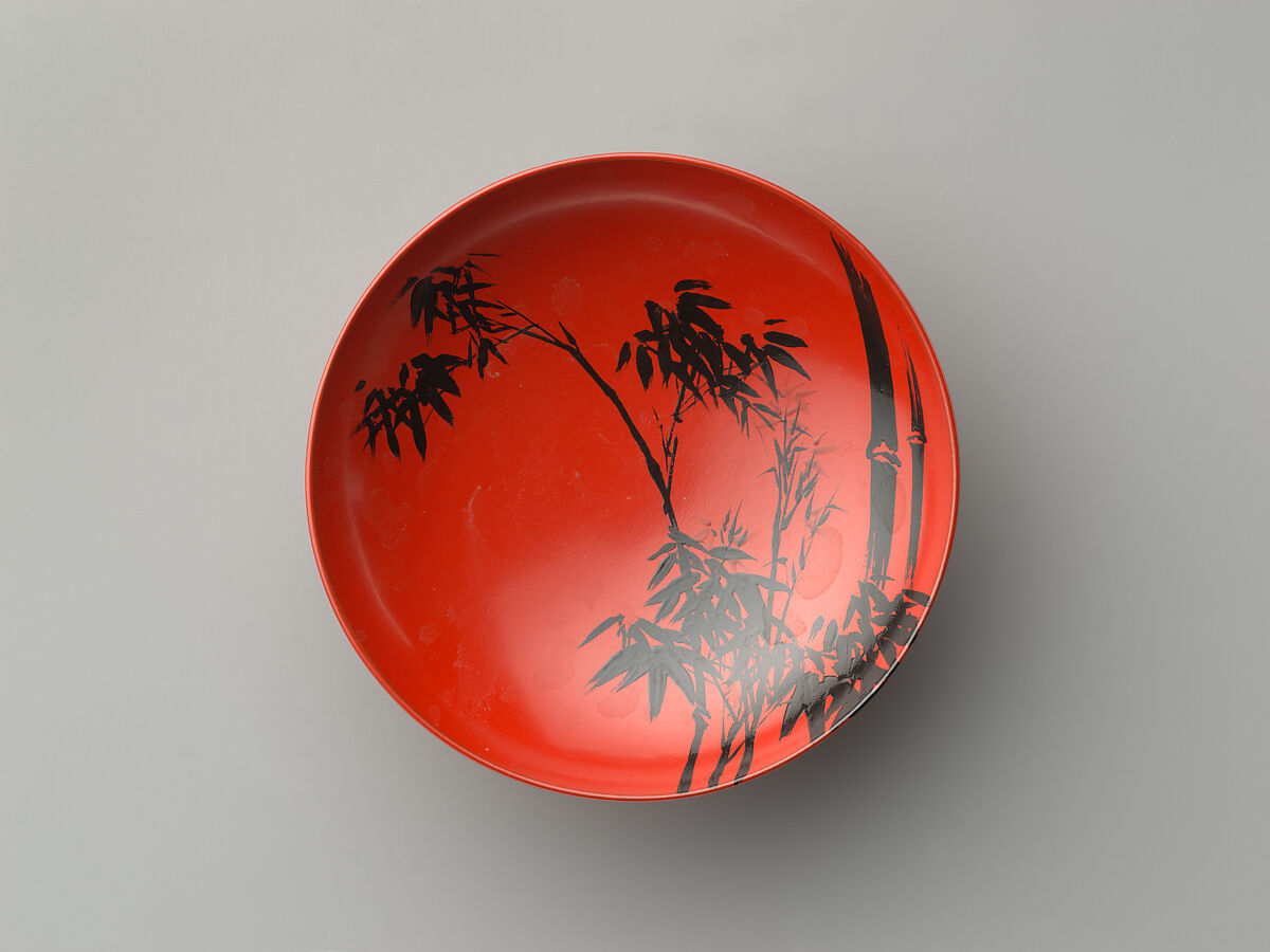 Sake cups with "Three Friends" design, Shibata Zeshin (Japanese, 1807–1891), Red lacquer, Japan