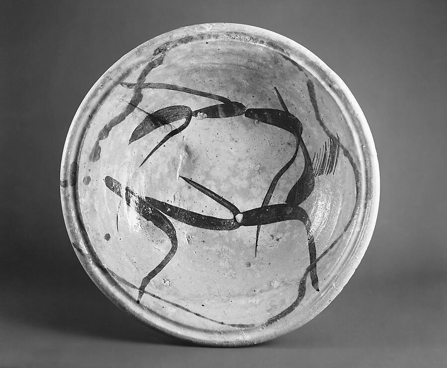 Bowl with Reed Design, Glazed stoneware (Mino ware, Kasahara Oribe type), Japan