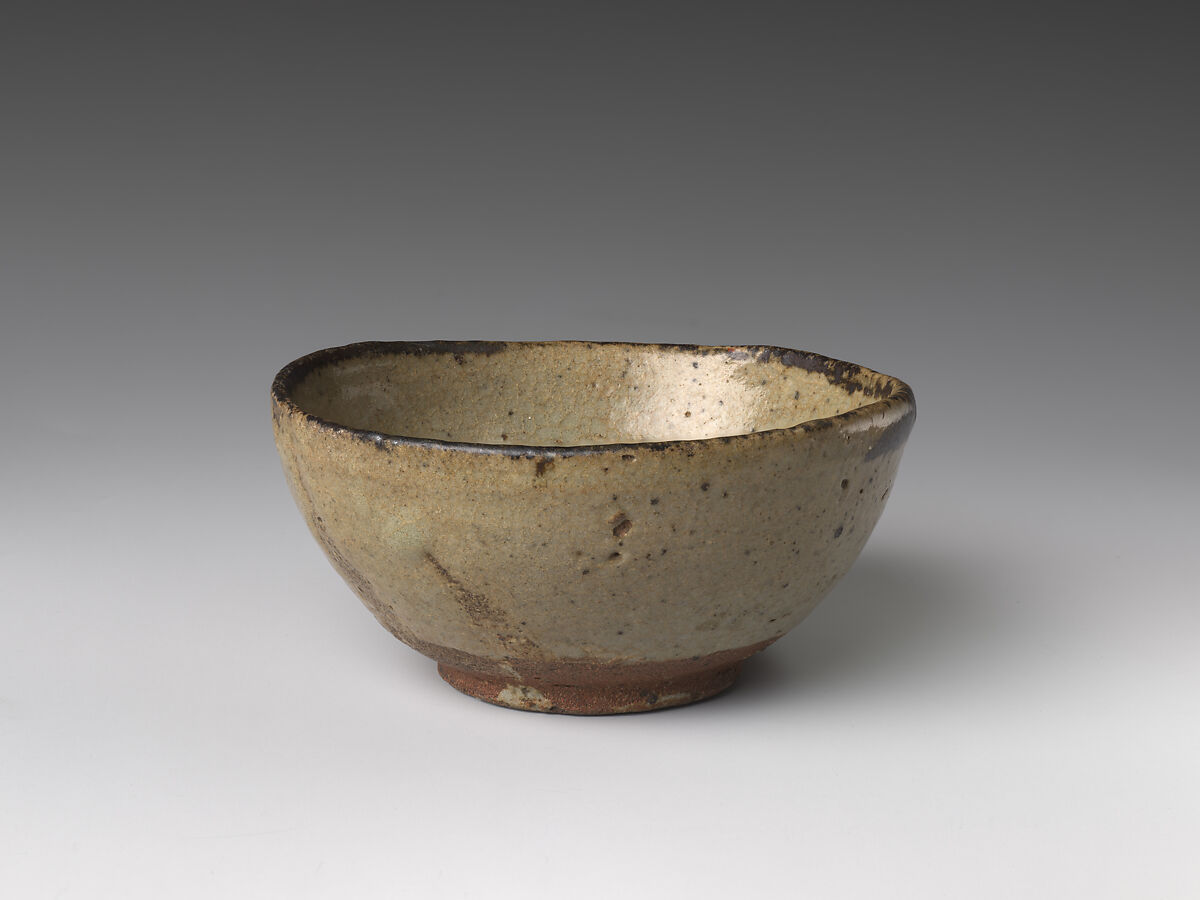 Sake Cup (Guinomi), Stoneware with ash and iron glaze (Karatsu ware); silver lacquer repairs, Japan