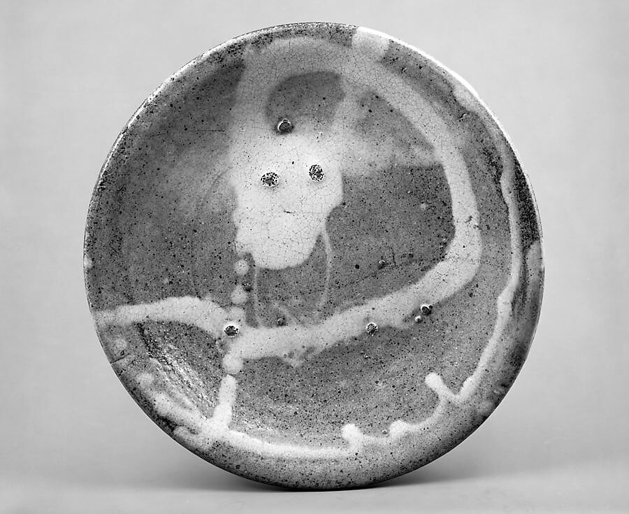 Plate, Stoneware with whitish "sea cucumber" drip glaze  (Hizen ware, Shodai type), Japan 