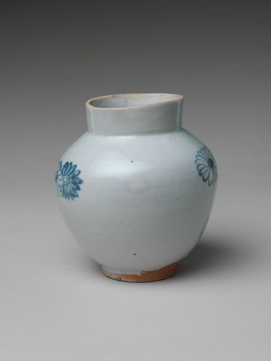Jar (Tsubo) with Chrysanthemums, Porcelain with cobalt blue under transparent glaze (Hizen ware, Arita type), Japan