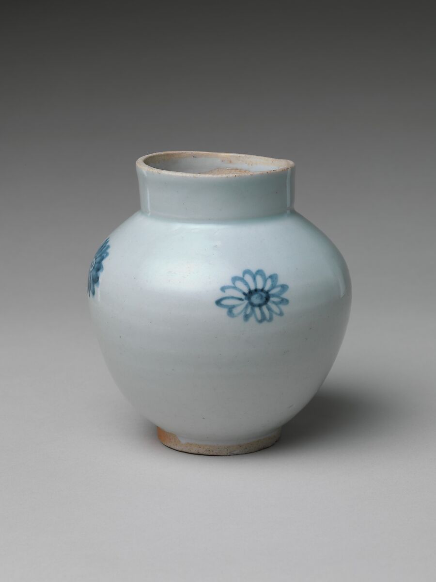 Jar (Tsubo) with Chrysanthemums, Porcelain with cobalt blue under transparent glaze (Hizen ware, Arita type), Japan