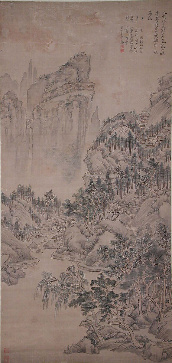 Landscape, Yun Shouping (Chinese, 1633–1690), Hanging scroll; ink and color on silk, China 