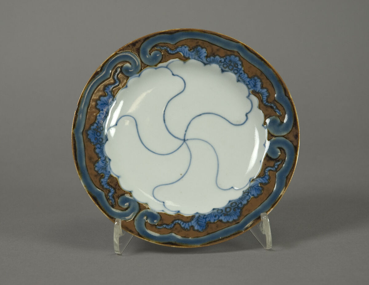 Small Dish, Porcelain with iron glaze and overglaze blue  (Hizen ware, Matsugatani type), Japan 