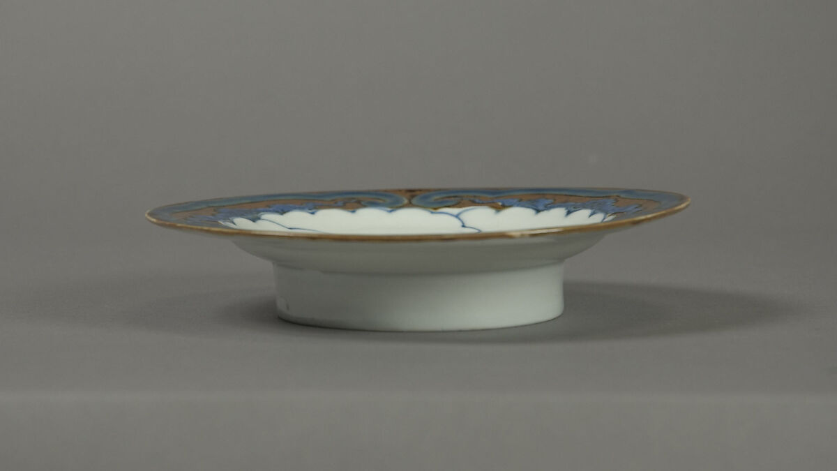 Small Dish (Kozara) with Stylized Flowers, Porcelain with cobalt blue under transparent glaze and iron-brown pigment and blue enamel over the glaze (Hizen ware, Nabeshima type), Japan