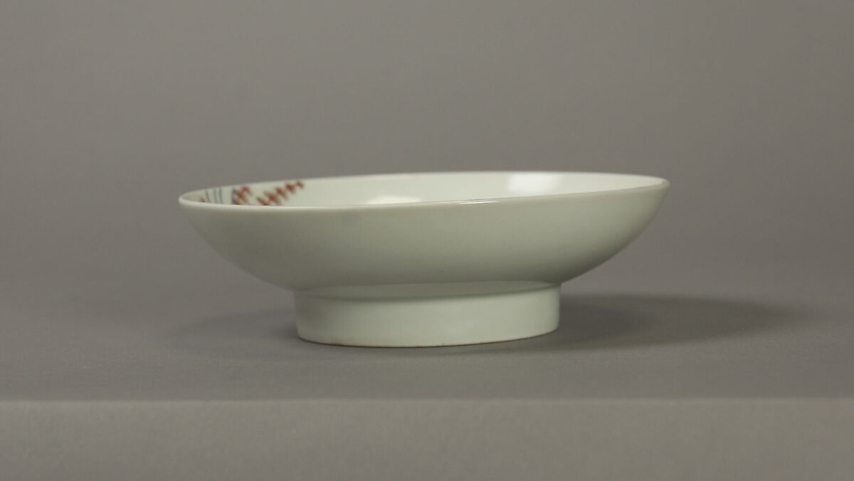 Dish with Design of Water Plants, Porcelain with underglaze blue and overglaze enamels (Hizen ware, Nabeshima type), Japan