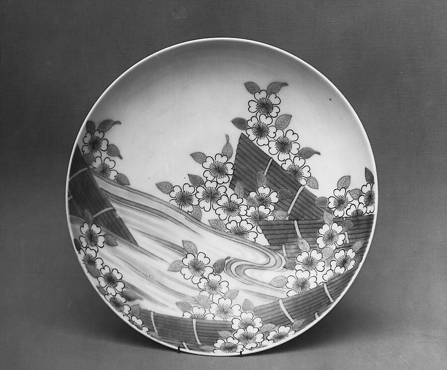 Dish, White porcelain decorated with blue under the glaze, polychrome enamels (Nabeshima ware), Japan 