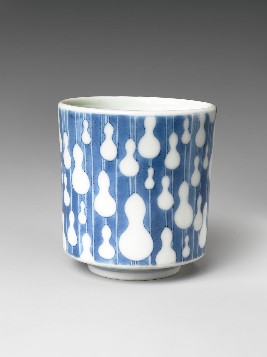 Food Cup (Choku) with Gourds and Stripes, Porcelain with cobalt blue under transparent glaze (Hizen ware, Nabeshima type), Japan