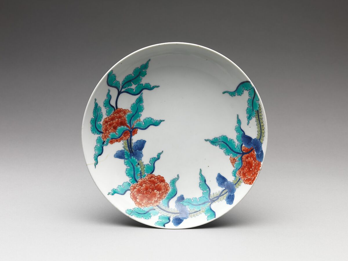 Dish with Design of Cockscomb, Porcelain with enamels (Hizen ware, Nabeshima type), Japan 