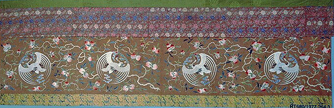 Valance, Silk and metallic thread embroidery on silk, China 