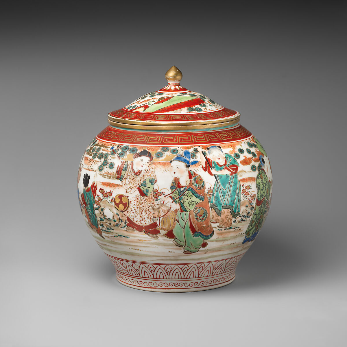 Cake Jar, Porcelain decorated in enamels and gilding (Arita ware, Imari type), Japan
