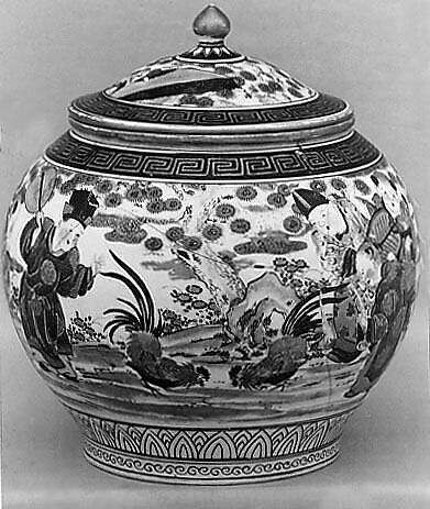 Cake Jar, Porcelain decorated in enamels and gilding (Arita ware, Imari type), Japan 