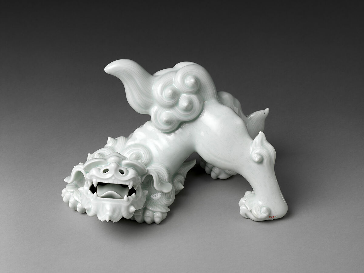 Lion-dog (Shishi), Porcelain with incised decoration under celadon glaze (Hizen ware: Hirado type), Japan 