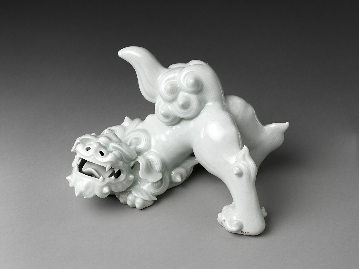 Lion-dog (Shishi), Porcelain with incised decoration under celadon glaze (Hizen ware: Hirado type), Japan