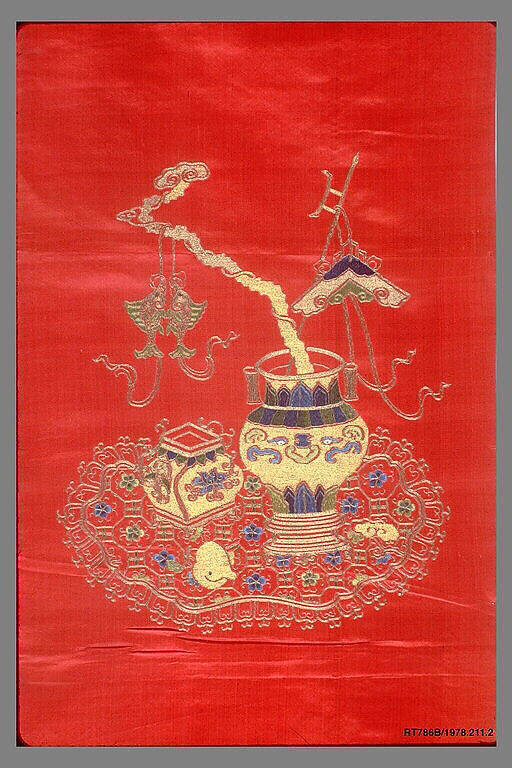 Chair Strip with Antiquities, Silk and metal thread, China 