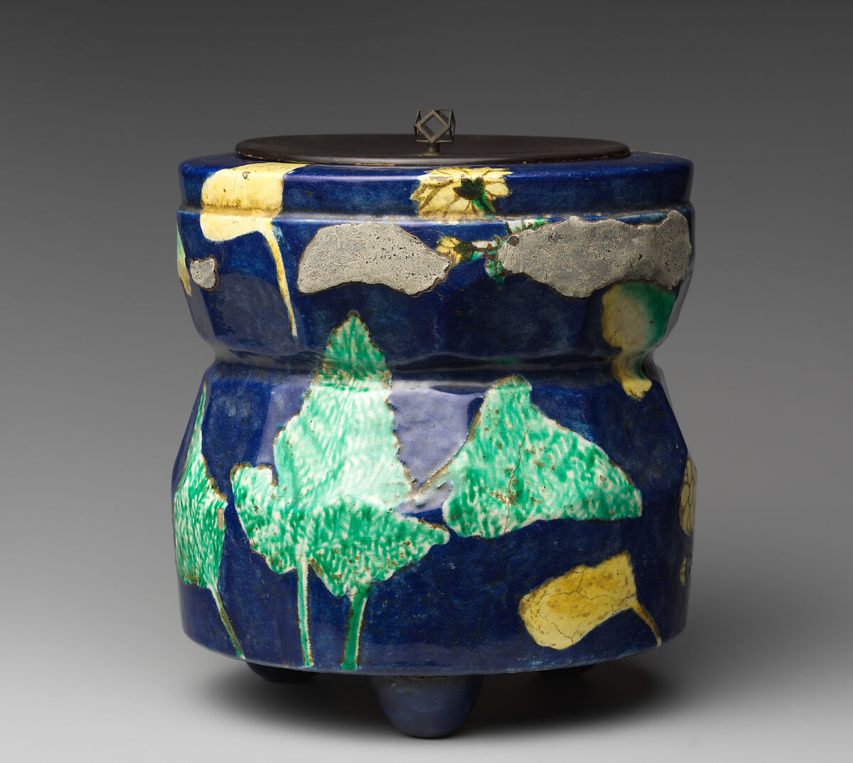 Water Jar, Pottery covered with glaze and decorations in colors, Japan