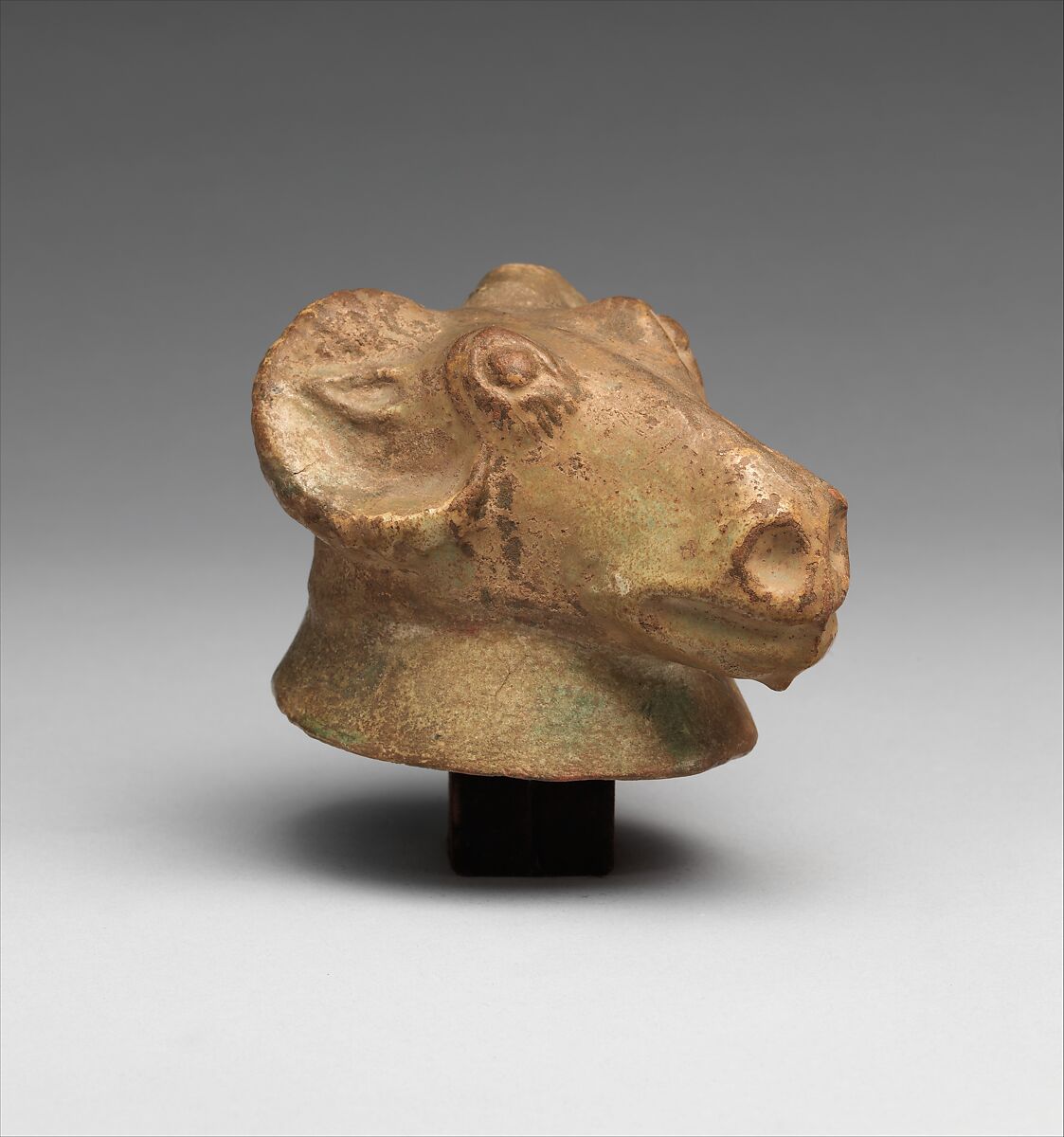 Ram's Head, Pottery with green glaze, China