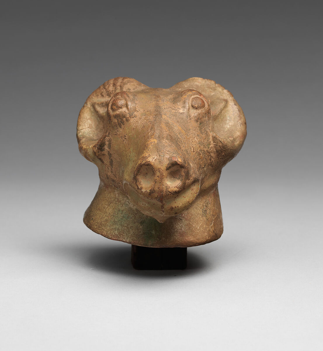 Ram's Head, Pottery with green glaze, China 