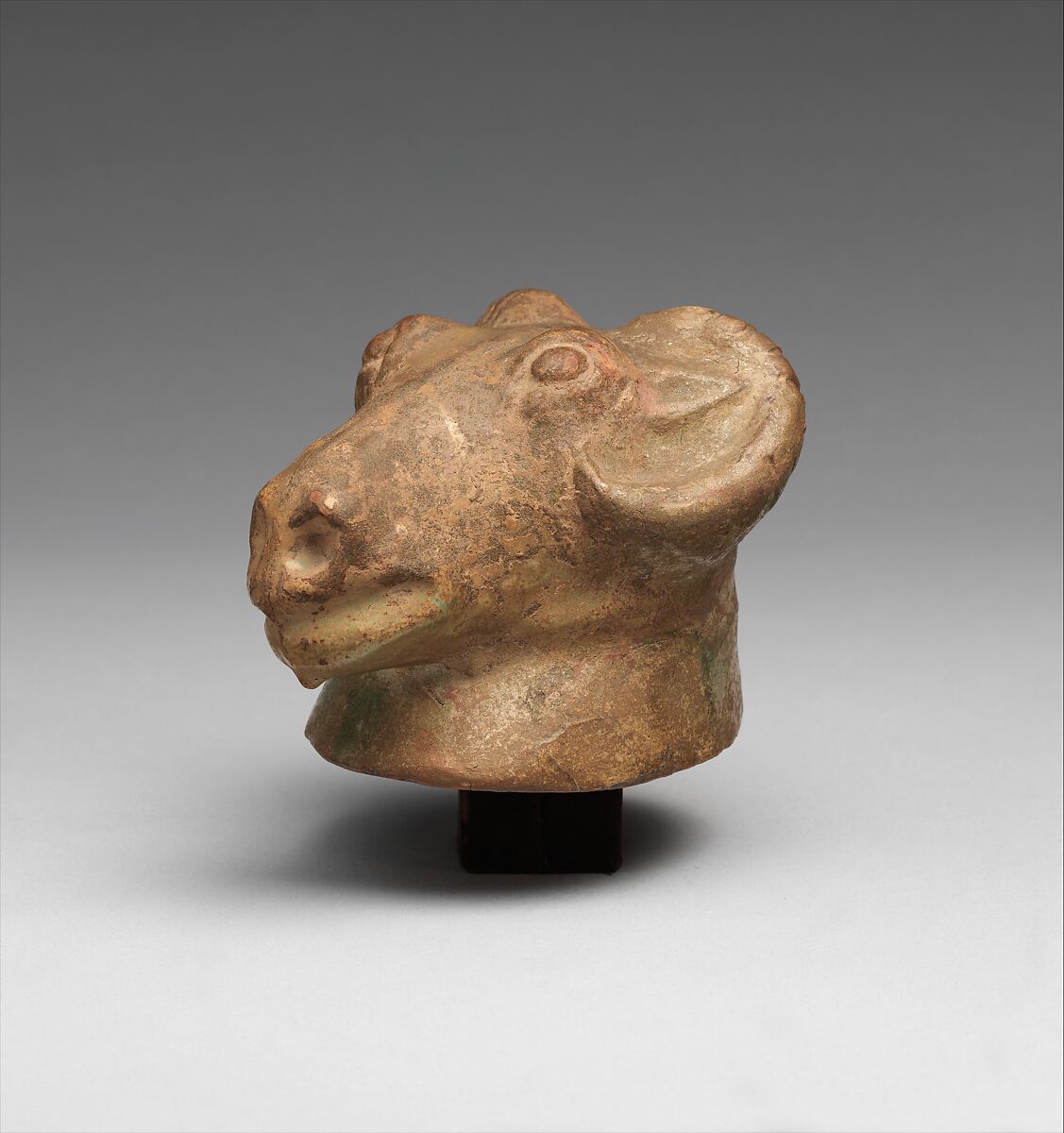 Ram's Head, Pottery with green glaze, China