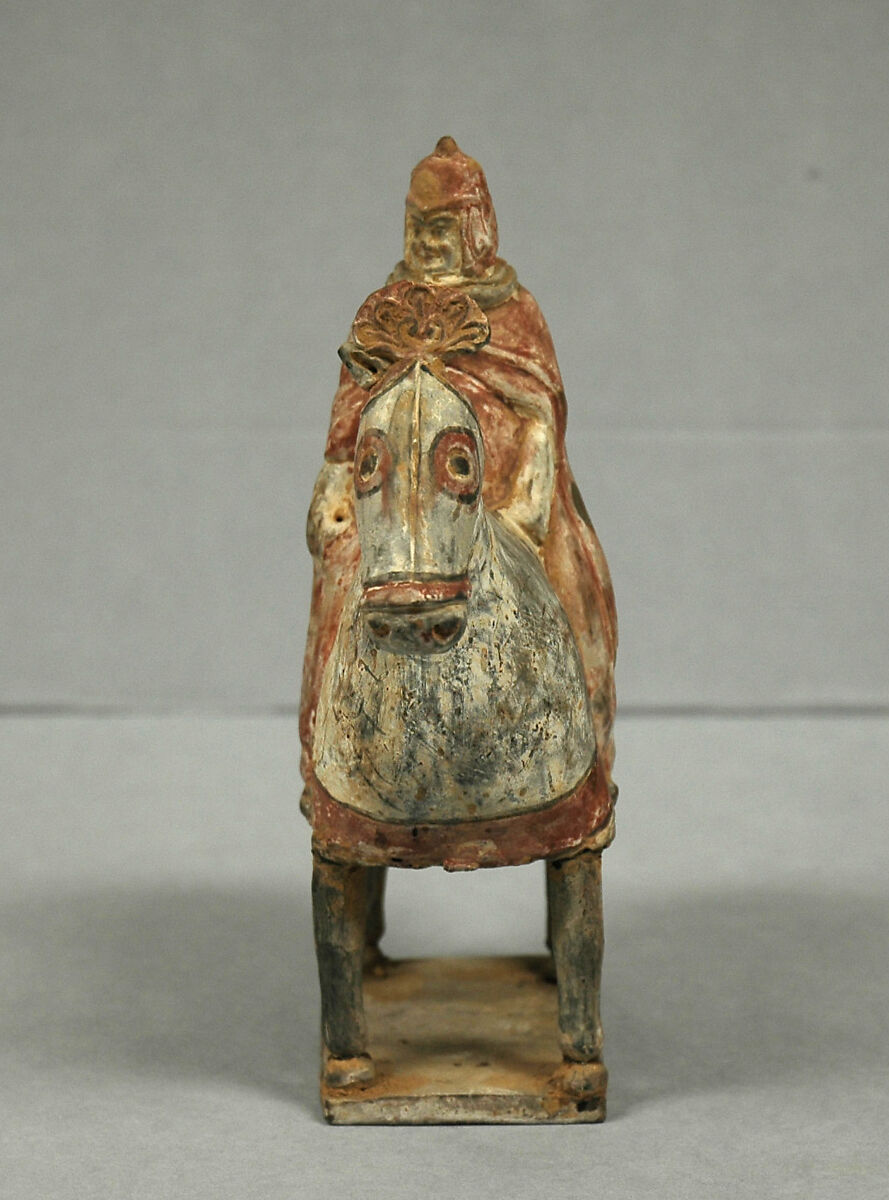 Armored horse and rider, Earthenware with pigment, China
