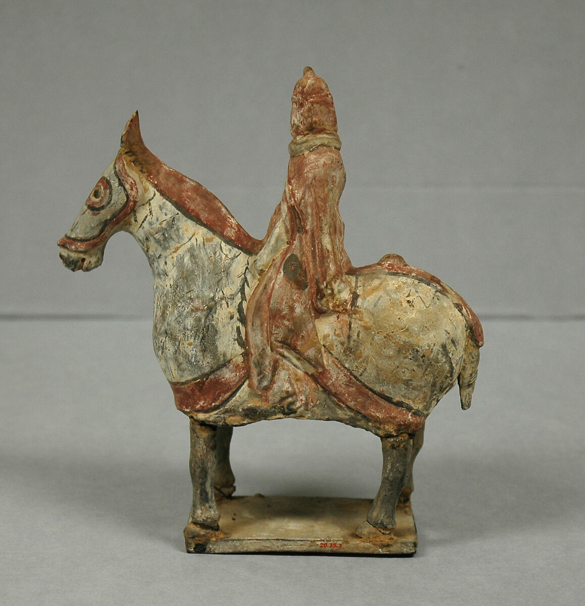 Armored horse and rider, Earthenware with pigment, China