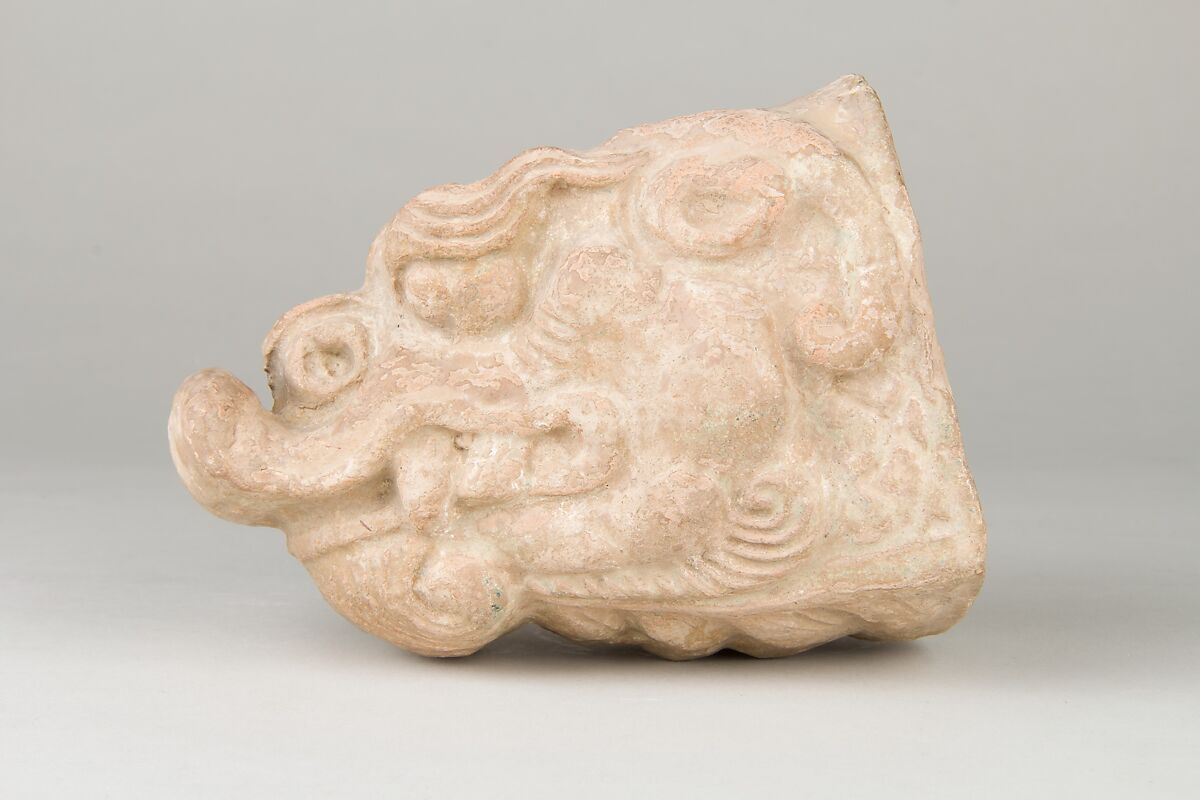 Dragon head (Architectural part), Earthenware, China