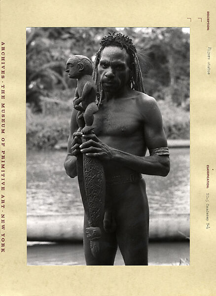 Ndanim of Omadesep Holding a Paint Vessel (jifoi), Photographed by Michael Clark Rockefeller, Gelatin silver print