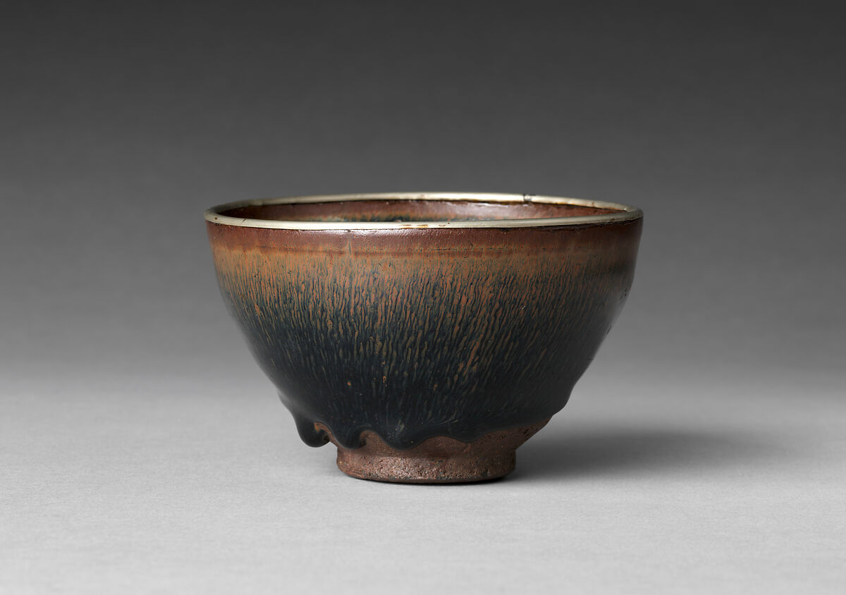 Tea Bowl with “Hare’s-Fur” Decoration, Stoneware with iron-oxide glaze (Jian ware), China