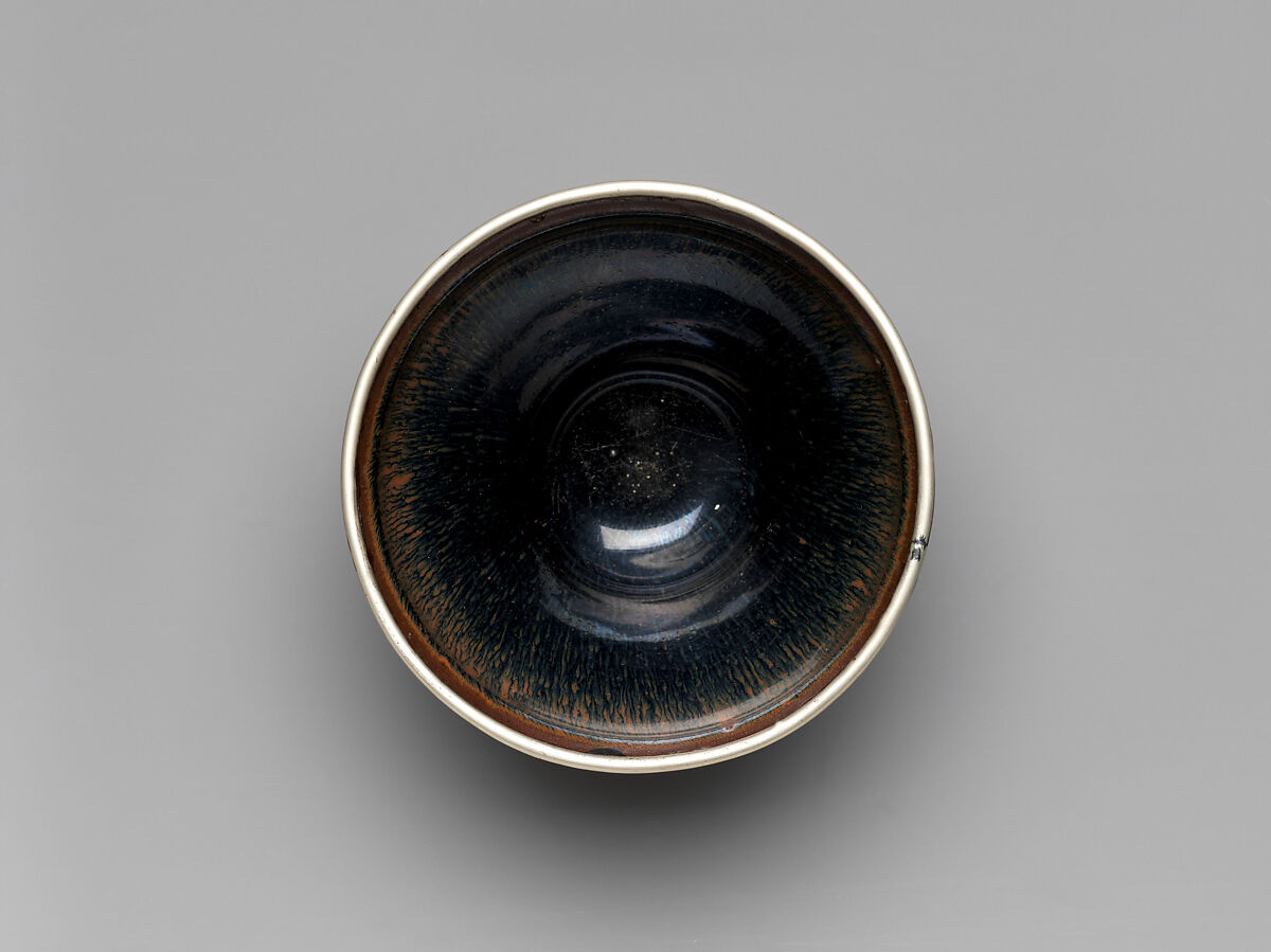 Tea Bowl with “Hare’s-Fur” Decoration, Stoneware with iron-oxide glaze (Jian ware), China 