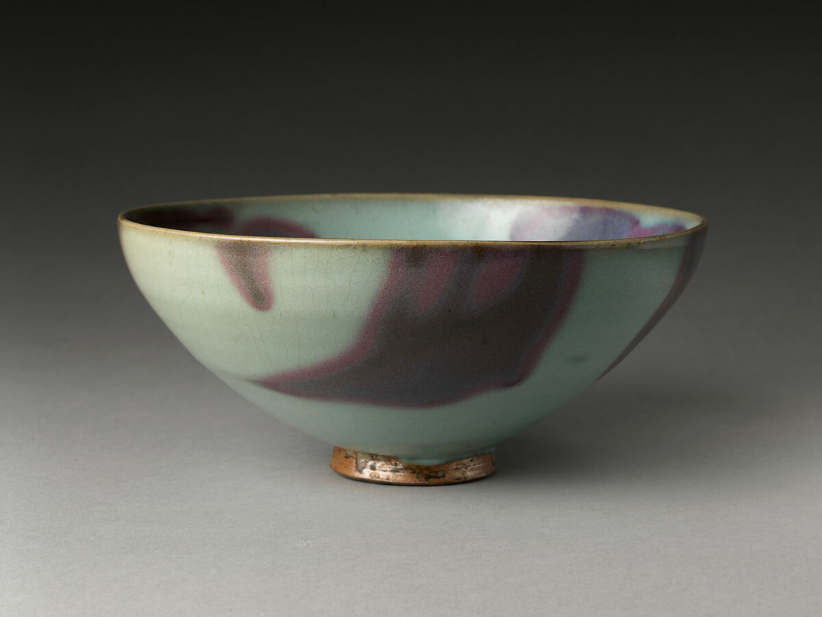 Bowl (one of a pair), Stoneware with splashed glaze (Jun ware), China 