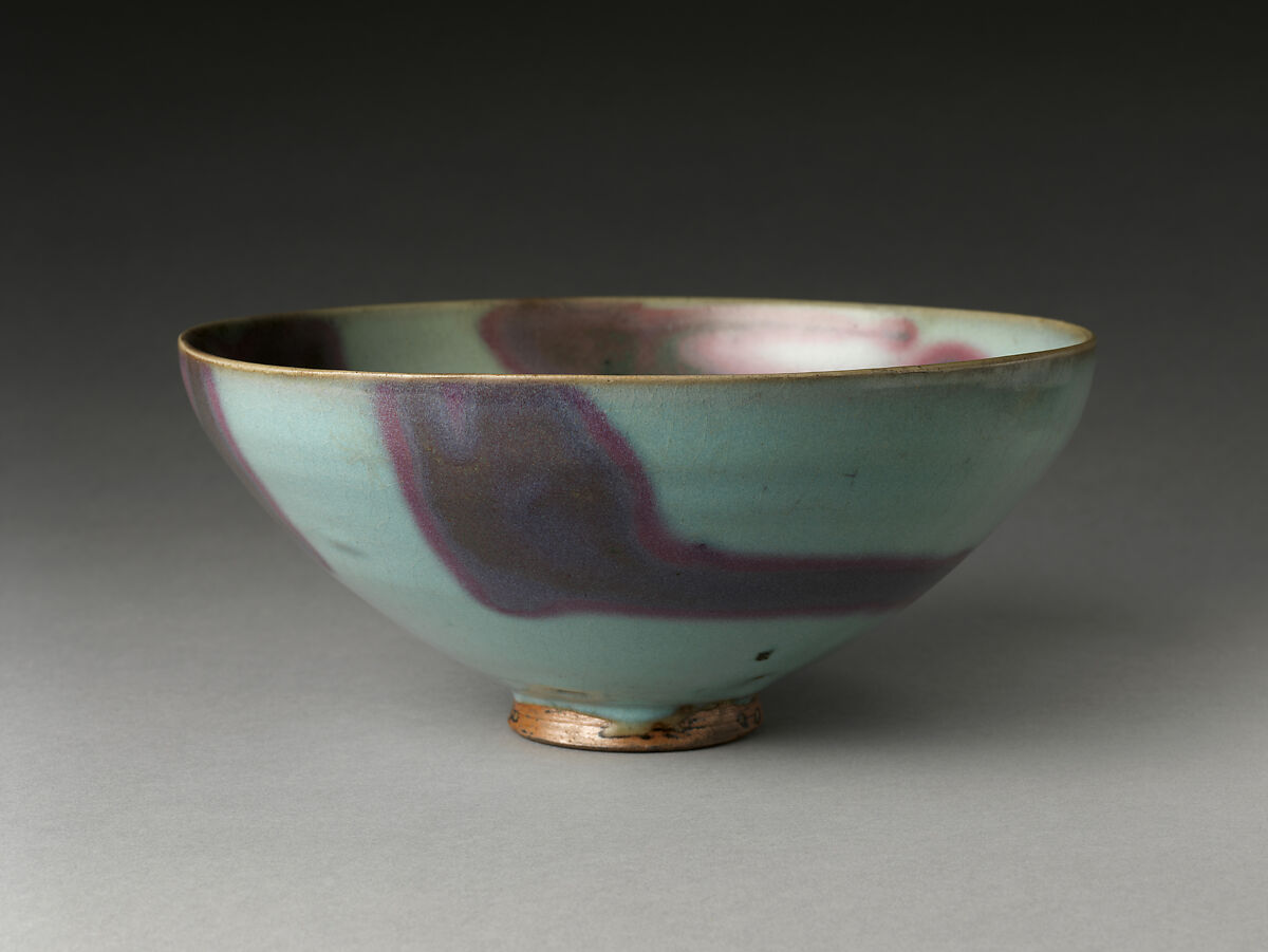 Bowl (one of a pair), Stoneware with splashed glaze (Jun ware), China