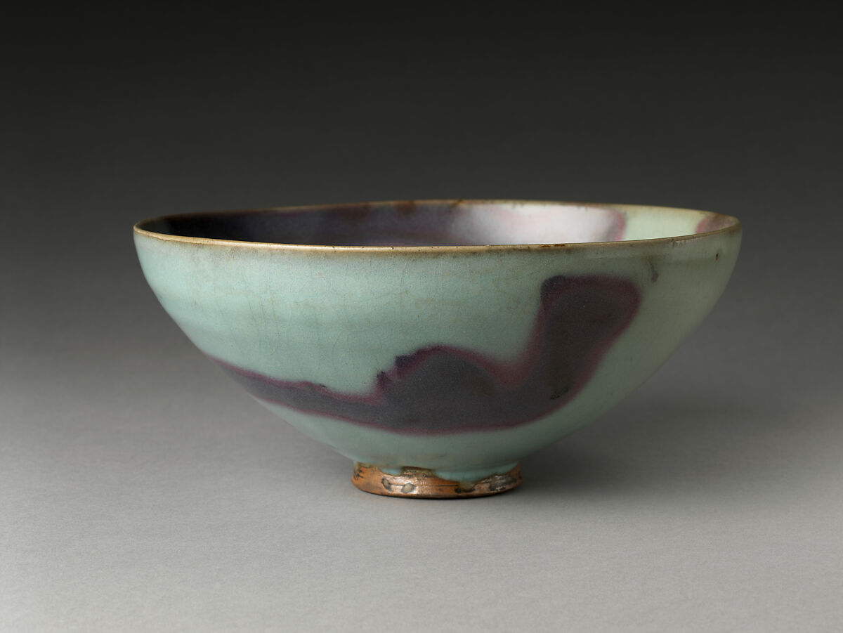 Bowl (one of a pair), Stoneware with splashed glaze (Jun ware), China