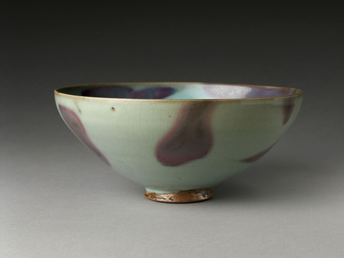 Bowl (one of a pair), Stoneware with splashed glaze (Jun ware), China