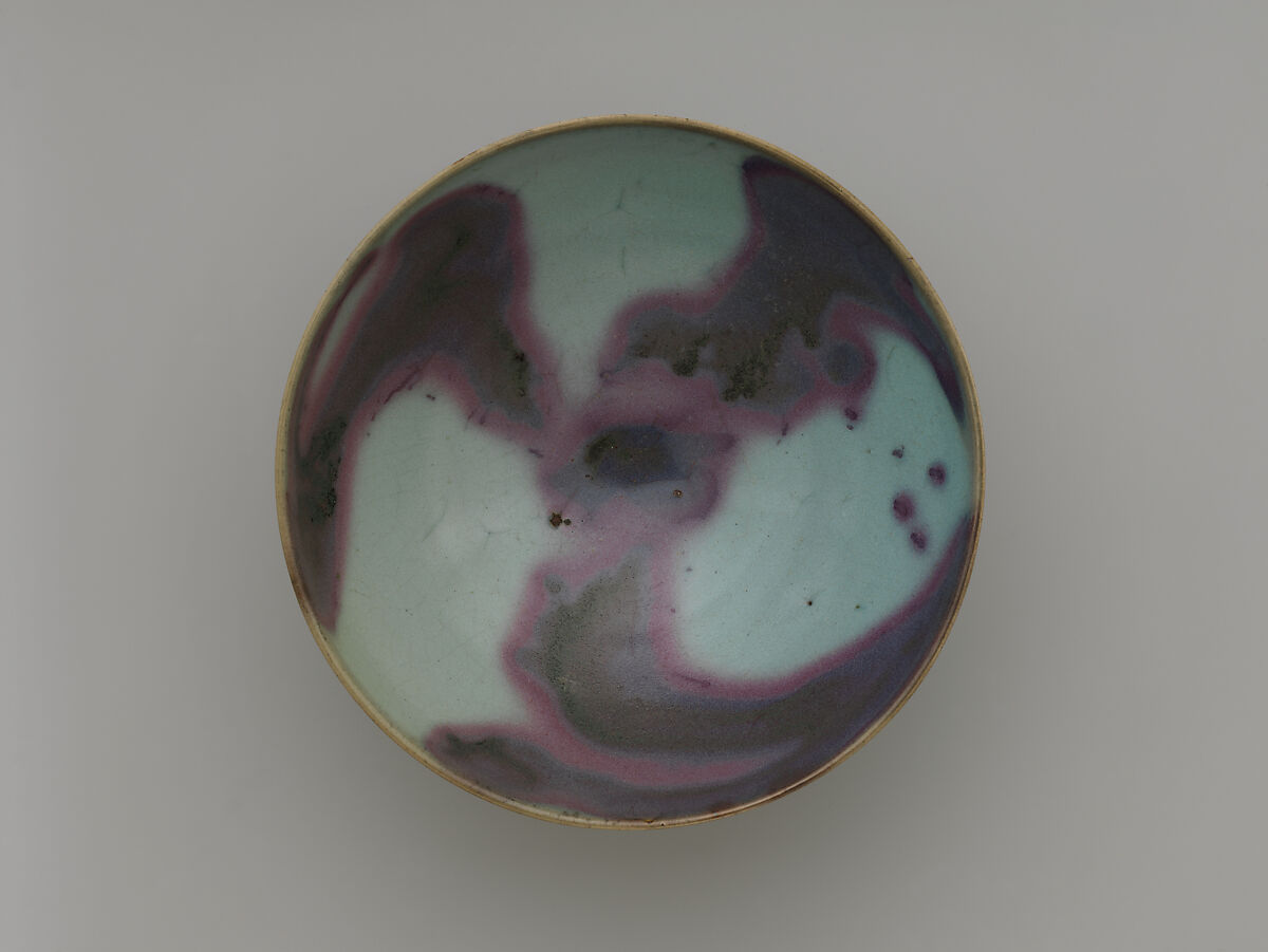 Bowl (one of a pair), Stoneware with splashed glaze (Jun ware), China