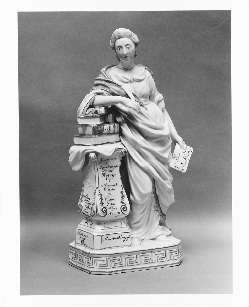 Figure of Mrs. Catherine Macaulay, Chelsea Factory (ca. 1745–1784), Porcelain, British 