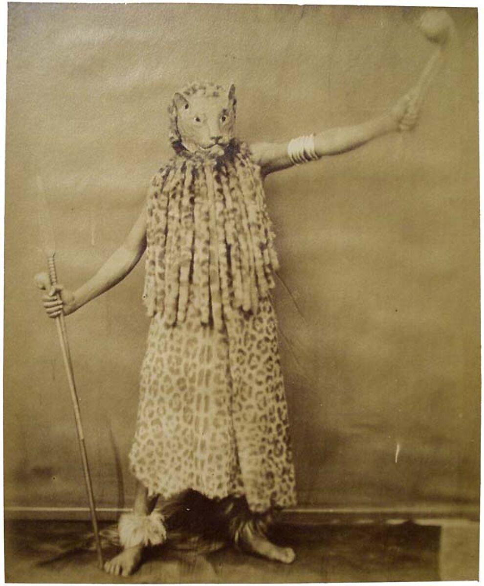 Zulu in Leopard Costume, Nicolaas Henneman (Dutch, Heemskerk 1813–1898 London), Coated salt or light albumen print from a wet collodion on glass negative, African; created in United Kingdom 